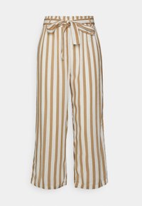 ONLY ONLASTRID CULOTTE PANTS  - Broek - cloud dancer/beige stripes