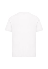 Weißes Baumwoll-T-Shirt, kurze Ärmel, klassischer Rundhalsausschnitt, glatte Textur, plain Rückseite, keine Grafiken oder Muster.