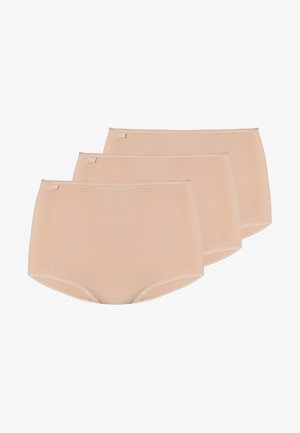 Hautfarbene Baumwoll-Höschen mit hoher Taille im 3er-Pack, mit glatter Textur, elastischem Bund und verstärkten Nähten.