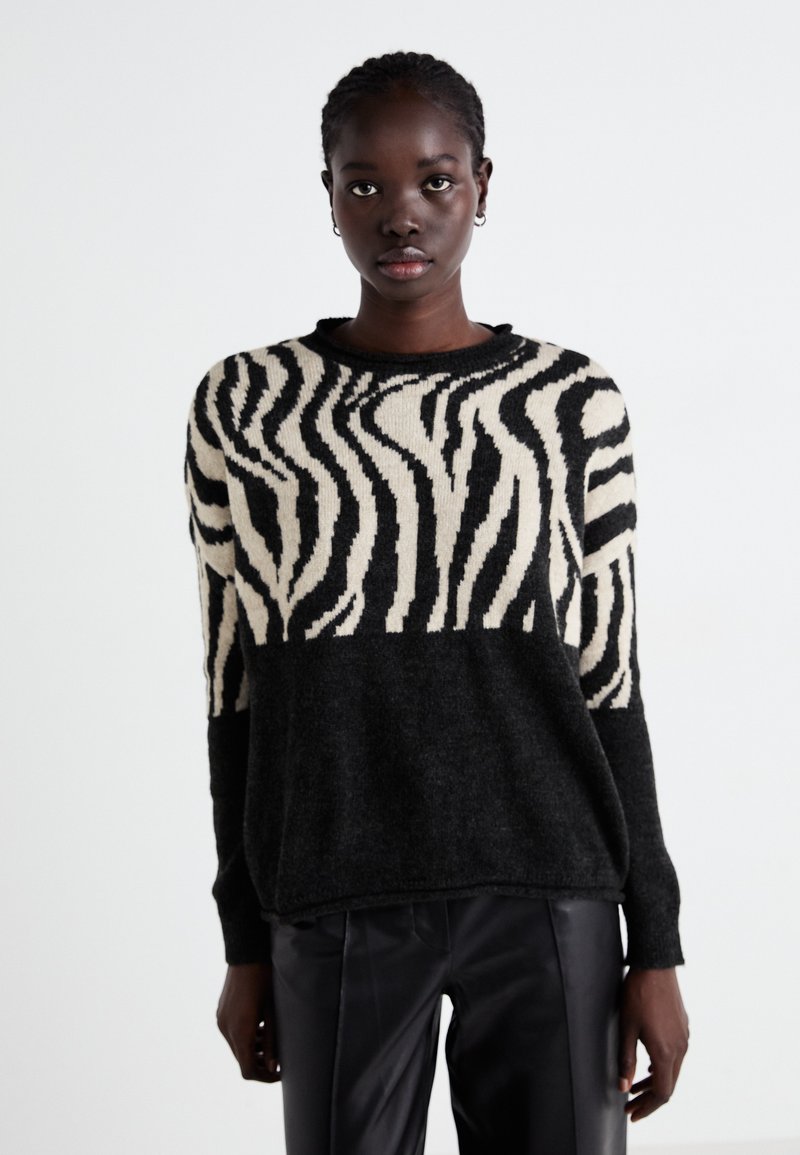 ONLY ONLJADE O NECK - Maglione - pirate black/whitecap gray