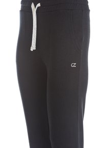 Svarta sweatpants i mjukt tyg, med dragsko i midjan och silverdetaljer samt sidofickor. Logotyp broderad på sidan.