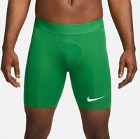 Pantaloni sportivi verdi realizzati in materiale morbido, con una vestibilità aderente, lunghezza a metà coscia e logo Nike bianco sul lato sinistro.
