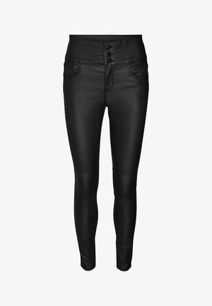 Vero Moda VMDONNA SKINNY COATED PANTS - Παντελόνι - black