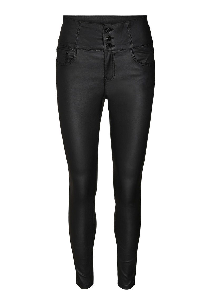 Vero Moda VMDONNA SKINNY COATED PANTS - Παντελόνι - black