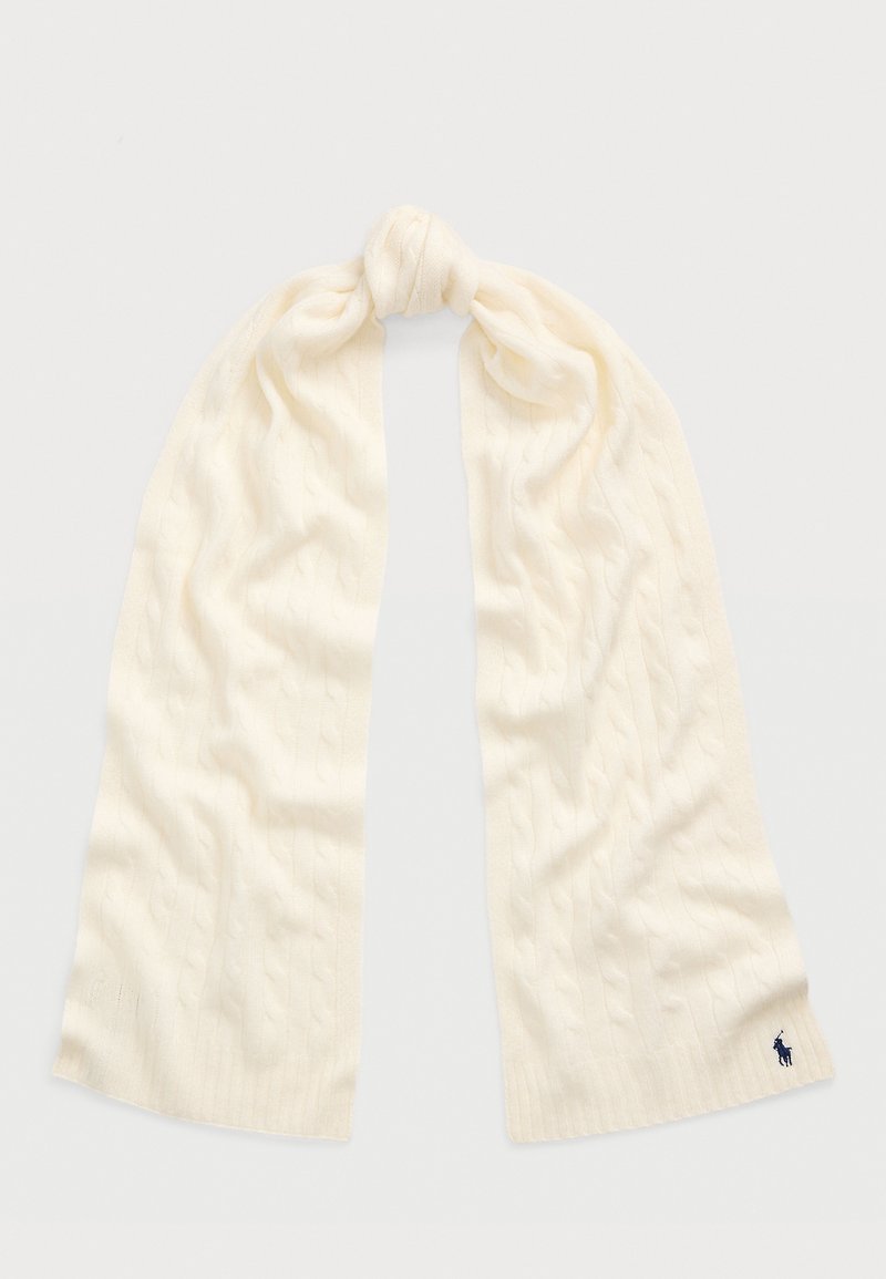 Polo Ralph Lauren CABLE KNIT WOOL CASHMERE SCARF - Sall - cream