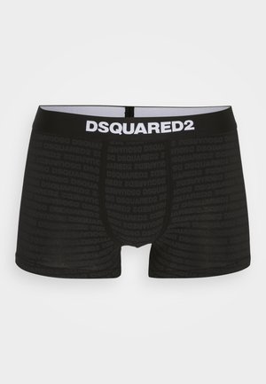Boxer aderenti neri con un design fitted, caratterizzati da un sottile motivo goffrato con la scritta "DSQUARED2". Vita elasticizzata con logo in contrasto.
