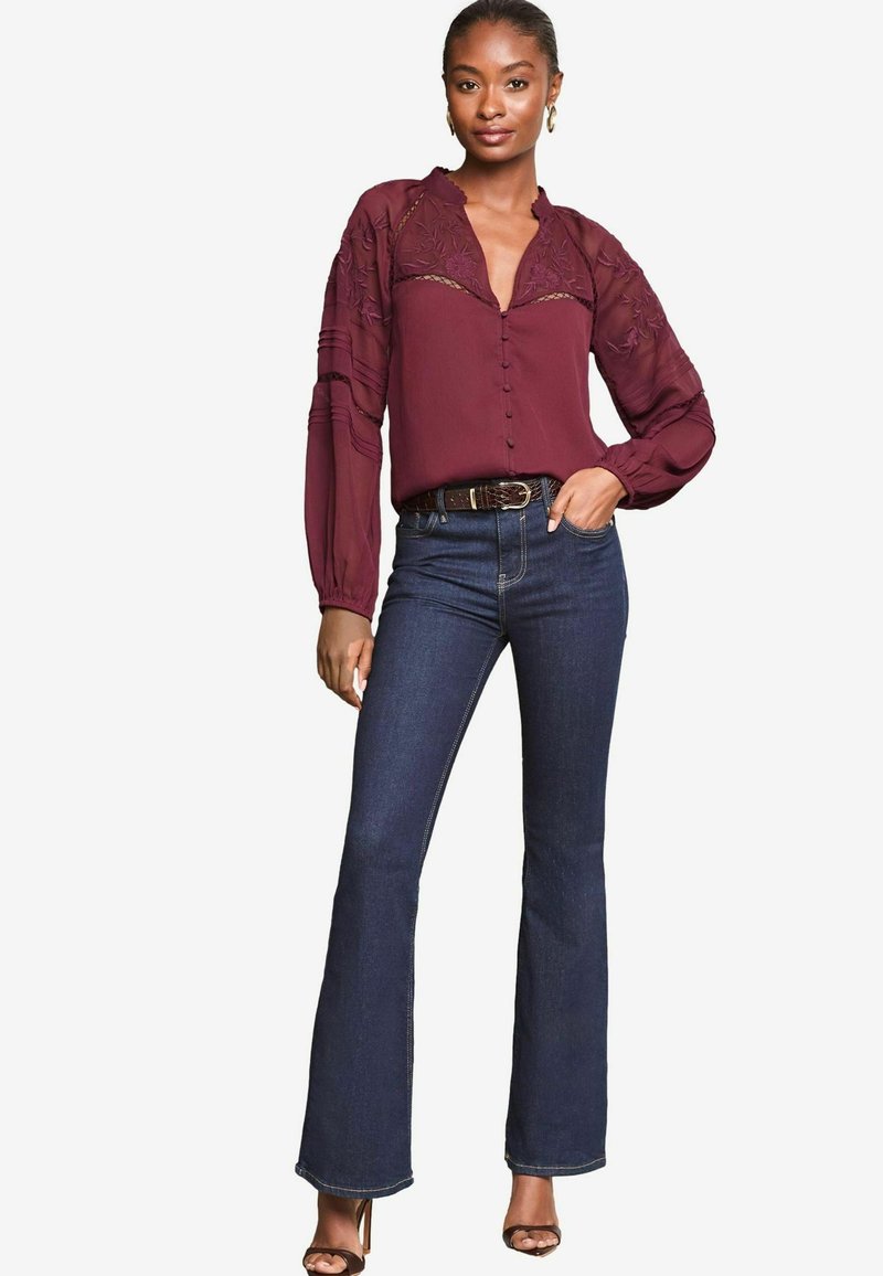 Lipsy LONG SLEEVE GRANDAD COLLAR - Bluză - red