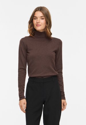 VILA, VIMALU ROLLNECK L/S KNIT TOP NOOS - Trui - coffee bean melange