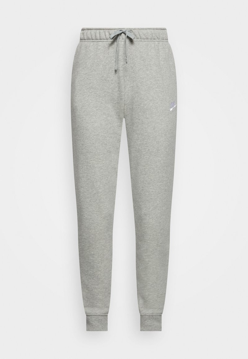 Pantalon de jogging gris en tissu doux, avec une taille élastique dotée d'un cordon de serrage, des poignets côtelés et un petit logo sur la cuisse gauche.