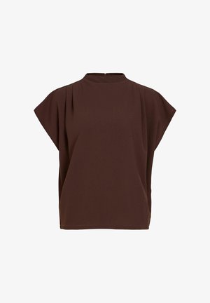 VILA, SHORT SLEEVED TOP VIMERLANO HIGH NECK - T-shirt imprimé - coffee bean