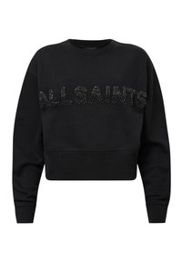 Felpa nera tagliata in vita realizzata in tessuto morbido, con "ALLSAINTS" in dettagli neri testurizzati sul davanti. Collo rotondo e maniche lunghe.