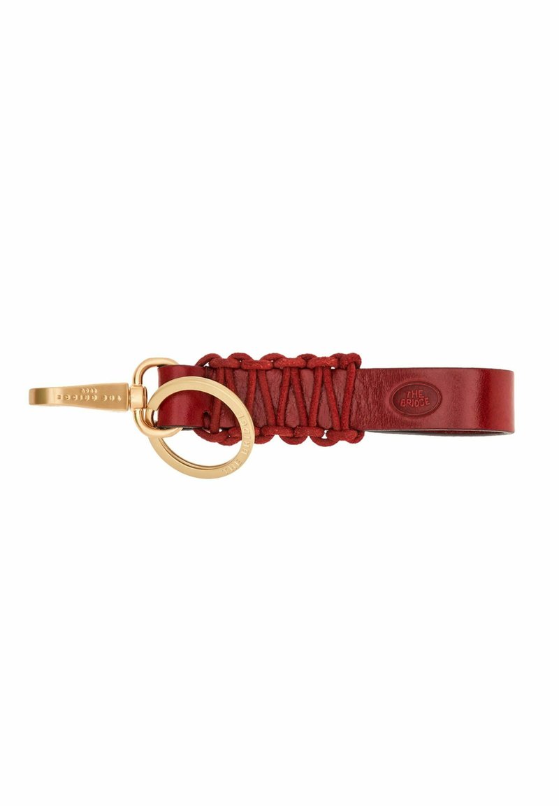 Portachiavi Visonà gufetto in pelle rossa con catena e anello dorati