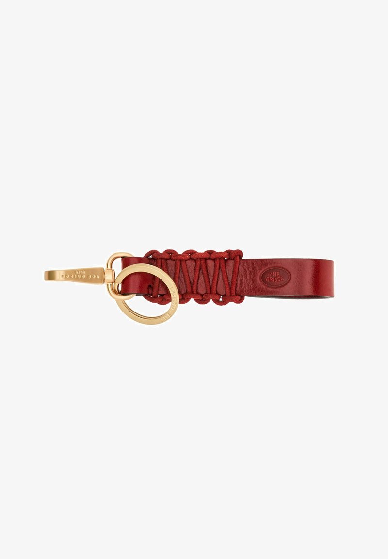 Portachiavi Visonà gufetto in pelle rossa con catena e anello dorati Portachiavi Visonà gufetto in pelle rossa con catena e anello dorati