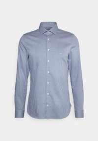 Blå och vit rutmönstrad långärmad skjorta, med knäppning och slim fit-design samt mjuk textur. Har vita knappar och en bröstlogotyp.