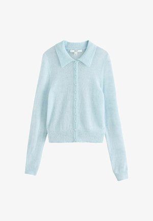 Next, SHEER KNITTED LONG SLEEVE COLLARED SHIRT - Strickjacke - light blue