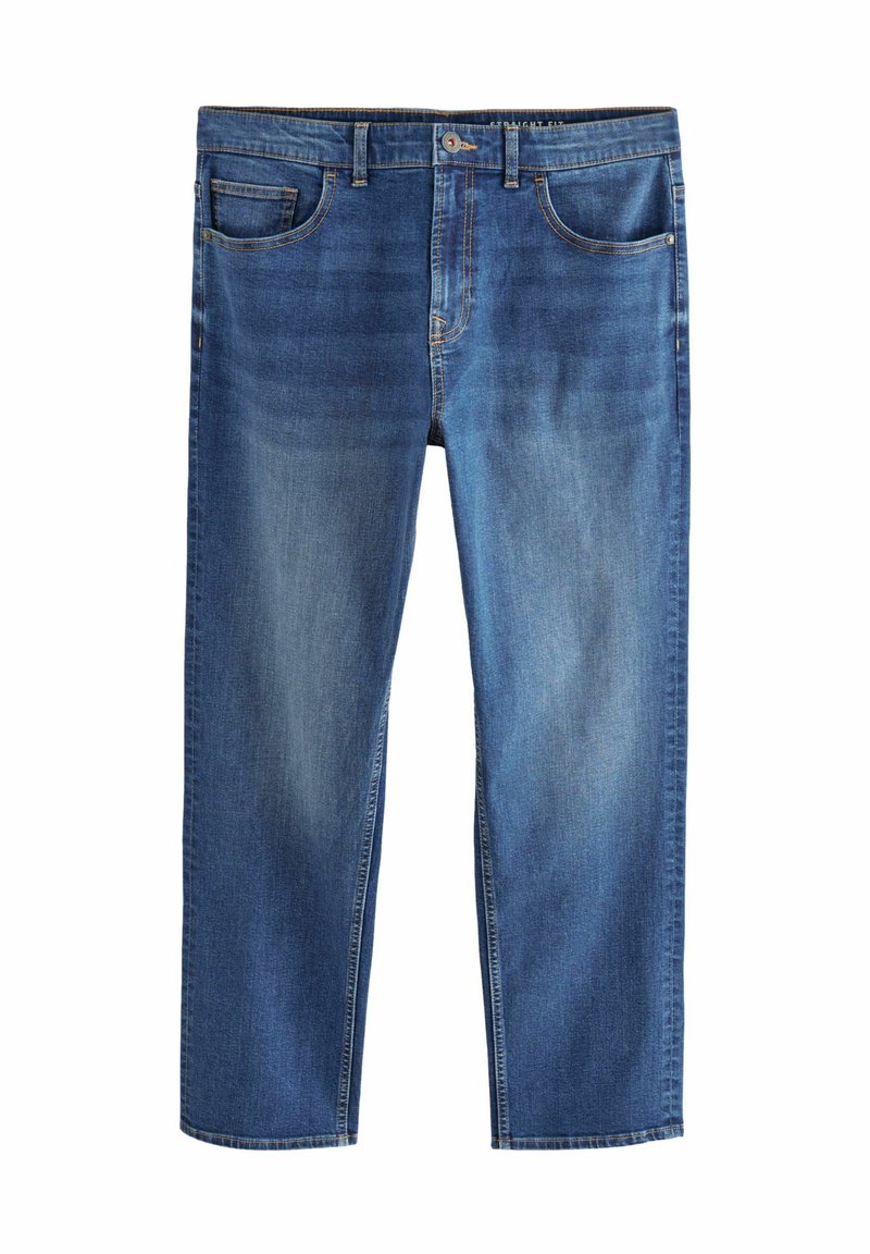 Denim jeans in een gemiddelde wassingen met een rechte pasvorm. Beschikt over vijf zakken, een ritssluiting en stikselsaccenten. Schoon, afgewerkt zoom.