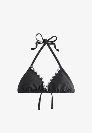 Never Fully Dressed, REGULAR FIT - BEADED TRIANGLE TIE BIKINI TOP . - Bikini-Top - black