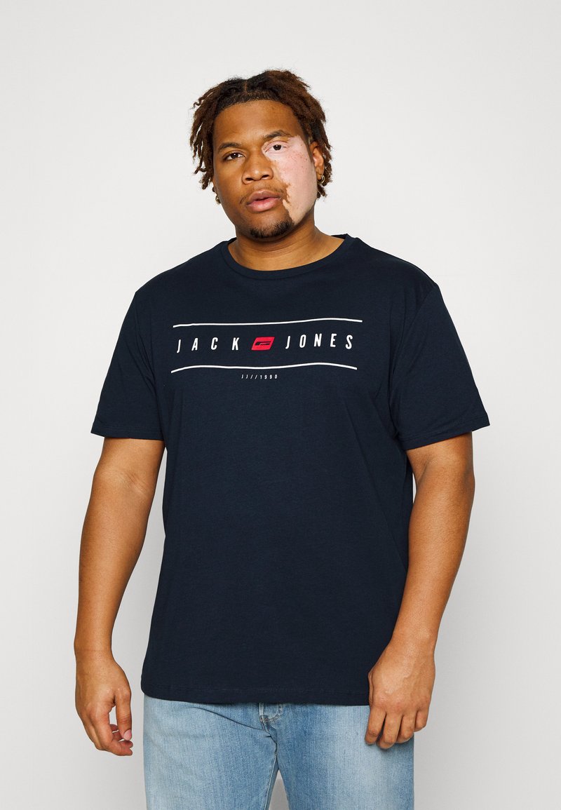 Jack & Jones JJFLAG TEE CREW NECK  - Apdrukāts T-krekls - navy blazer