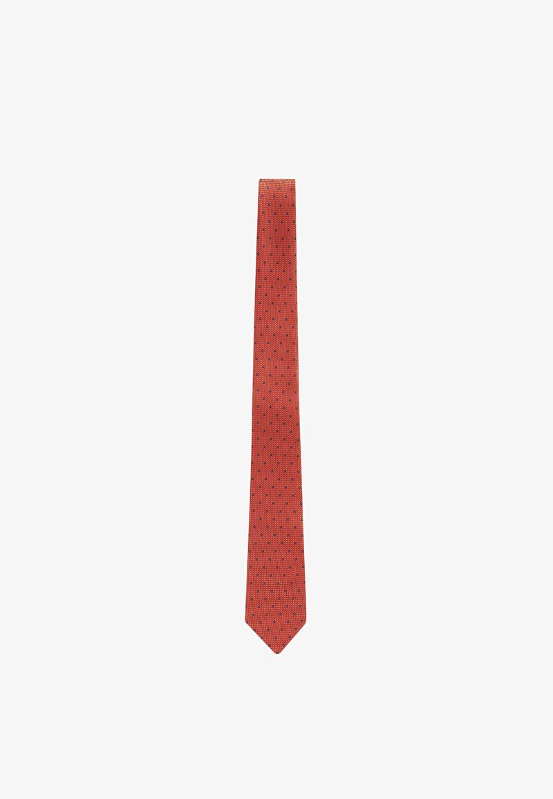 Next PATTERN - Kravata - orange navy blue polka dot