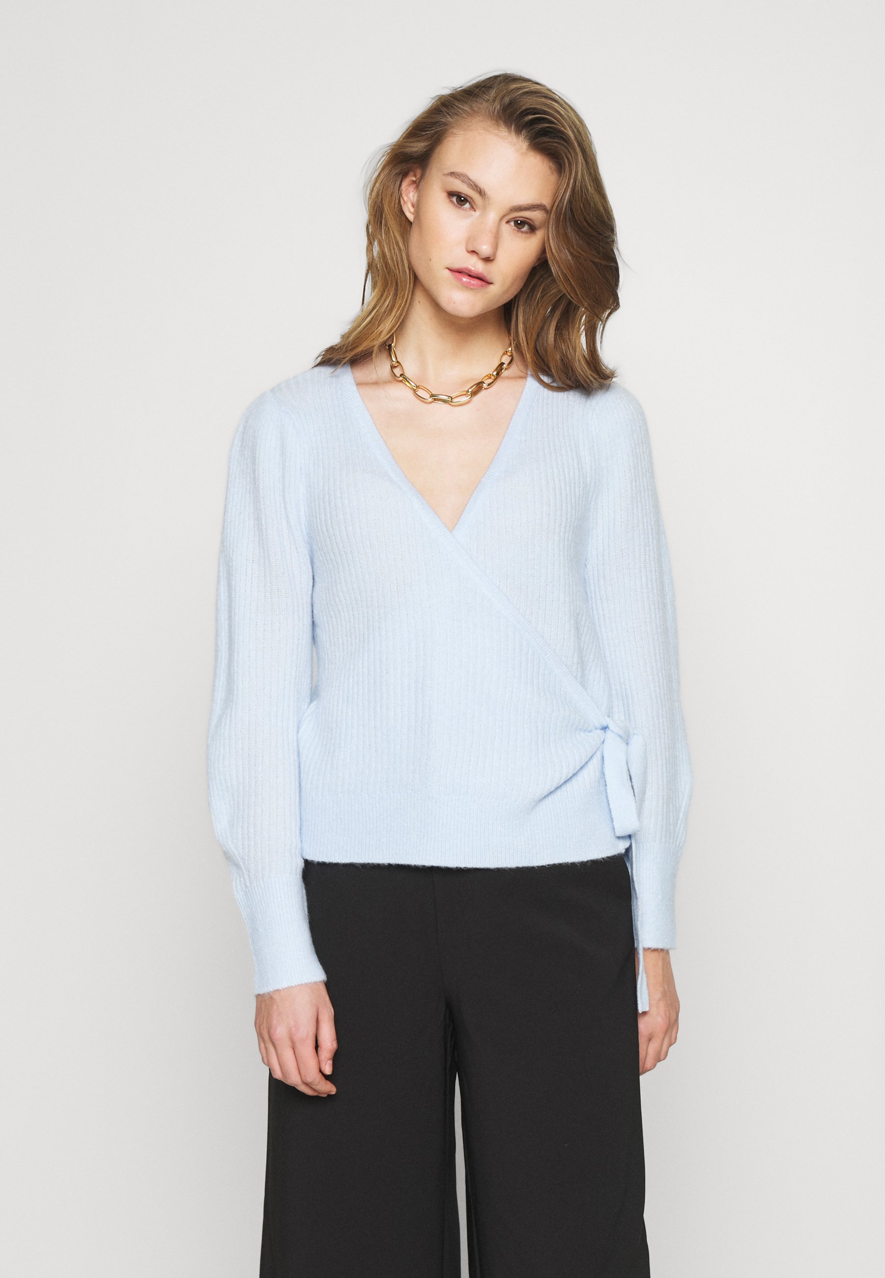 blue wrap jumper