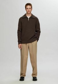 Selected Homme HALF-ZIP  - Maglione - chocolate torte