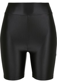 Urban Classics - LADIES HIGHWAIST SHINY METALLIC CYCLE SHORTS - Šortai - schwarz Miniatiūros vaizdas 1