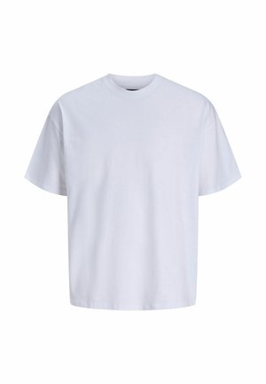 T-shirt blanc uni à manches courtes avec col rond, présenté de face sur un fond blanc.