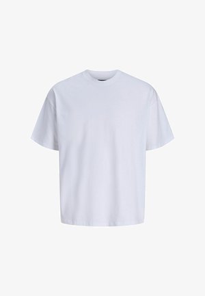 T-shirt blanc uni à manches courtes avec col rond, présenté de face sur un fond blanc.