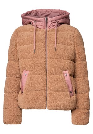 Street One Studio, TEDDY FLEECE JACKET WITH HOOD AND SOFTSHELL DETAILS - Winter jacket - honey brown