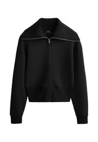 COTTON BLEND HIGH COLLAR - Cardigan - black