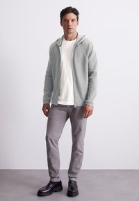 Marc O'Polo ZIPPED JACKET WITH HOOD - Strickjacke - grey melange