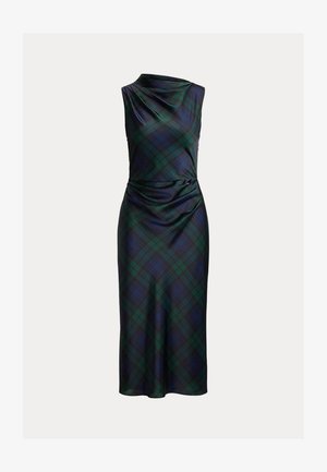 Lauren Ralph Lauren, BLACK WATCH SATIN CHARMEUSE DRESS - Дълга рокля - navy/green/black