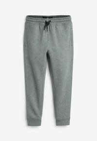 Grijze sweatpants van zachte stof, met een elastische tailleband met een trekkoord, smal toelopende benen en zijzakken.