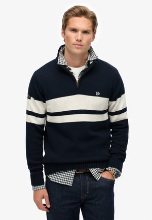 STRIPE HALF ZIP  - Trui - eclipse navy bone white