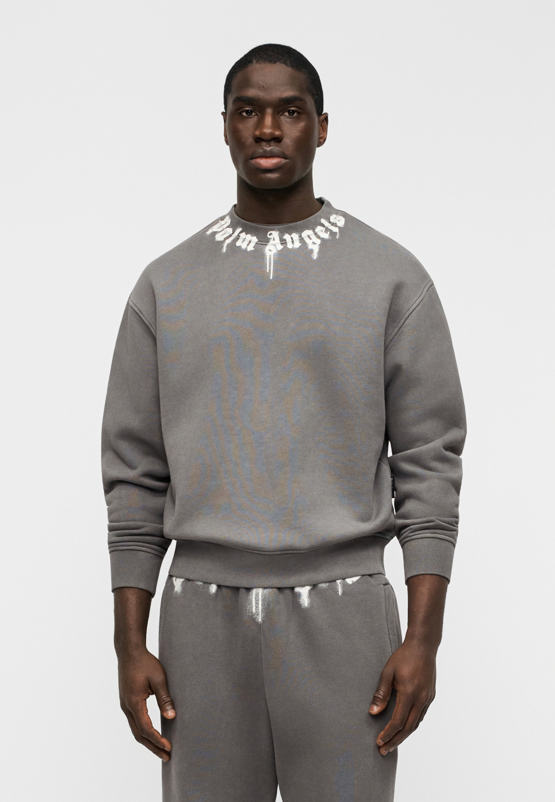 Palm Angels NECK LOGO CREW - Sweatshirt - grey/off-white/grey