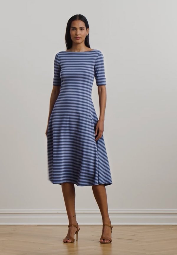 STRIPED STRETCH COTTON MIDI DRESS - Jersey dress4