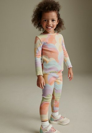 Next Legíny - kalhoty  - peach pink rainbow