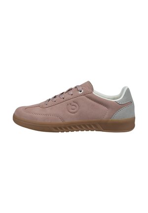 Light brown casual sneaker with lace-up design, rubber sole, padded collar, and a subtle embossed circular logo on the side.