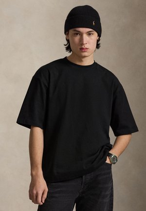 RELAXED FIT SUEDED JERSEY T-SHIRT - Βασικό μπλουζάκι - black
