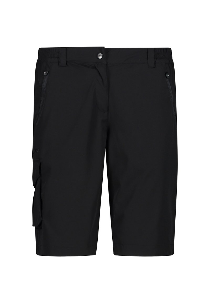 Sorte cargo shorts lavet af let og åndbart stof. Har flere lommer, en knaplukning og et lige ben design.