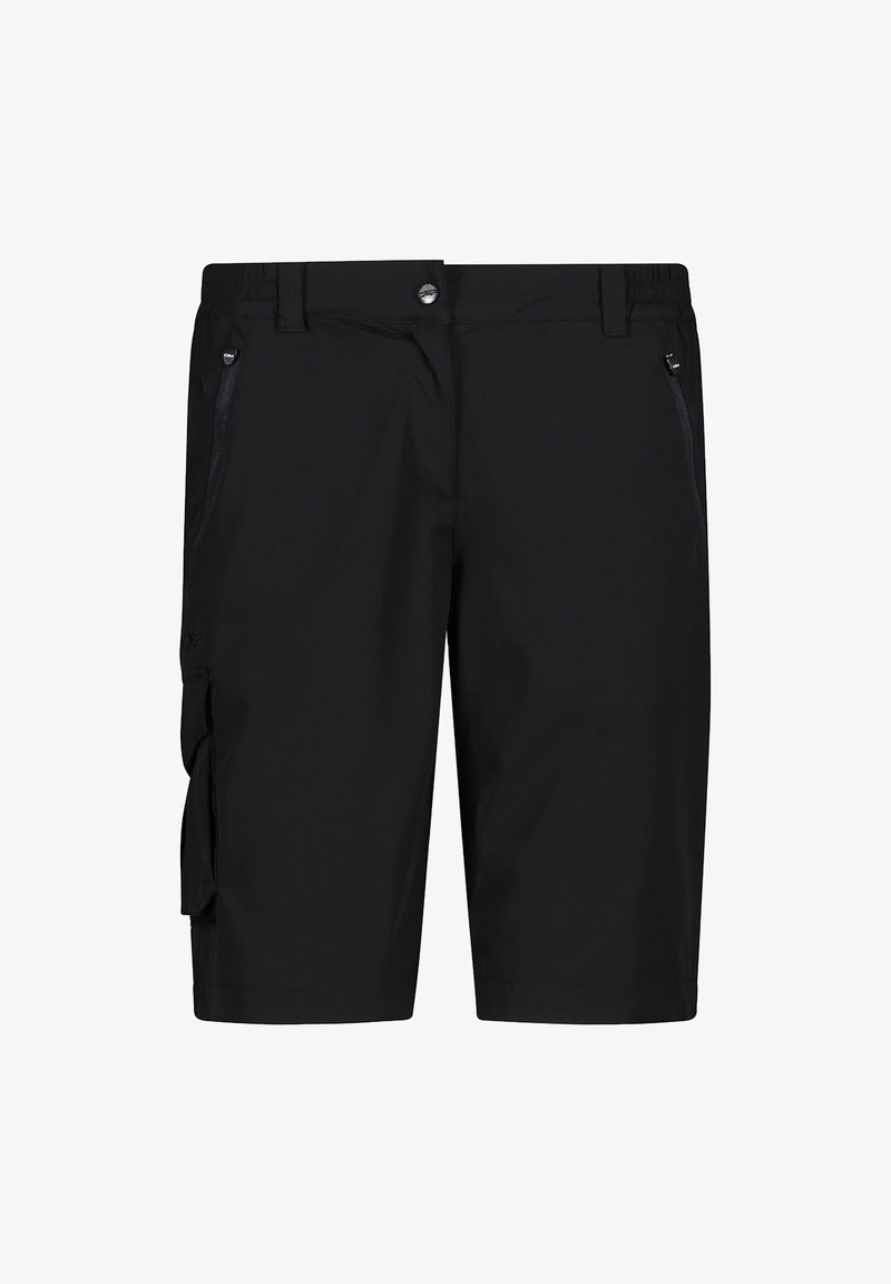 Sorte cargo shorts lavet af let og åndbart stof. Har flere lommer, en knaplukning og et lige ben design.
