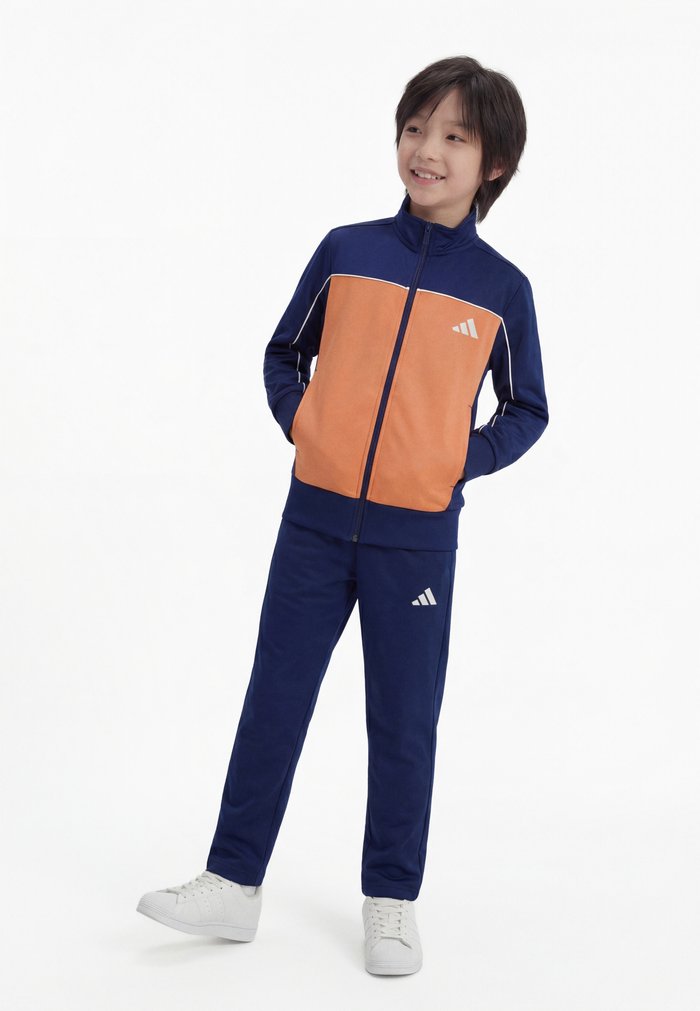 adidas COLORPOP TRACKSUIT UNISEX SET - Tracksuit - dark blue/dusky orange/white