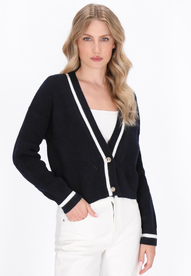 DreiMaster DREIMASTER CARDIGAN - Cardigan - navy offwhite