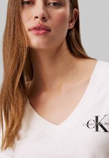 Calvin Klein Jeans MONOLOGO V NECK TEE 2 PACK - Jednoduché tričko - ivory/black