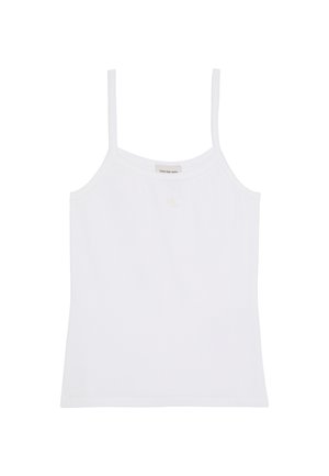 Débardeur blanc Calvin Klein pour femme avec fines bretelles et design simple et ajusté.