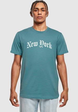 Mister Tee NEW YORK WORDING TEE - T-shirt imprimé - dustyblue