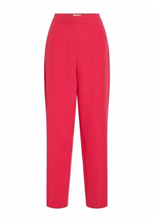 Pantalon tailleur rose vif taille haute avec coupe droite et fermeture avant cachée, présenté sur fond blanc.