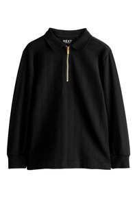 Next REGULAR FIT - ZIP NECK TEXTURED LONG SLEEVE - Bluză polo - black