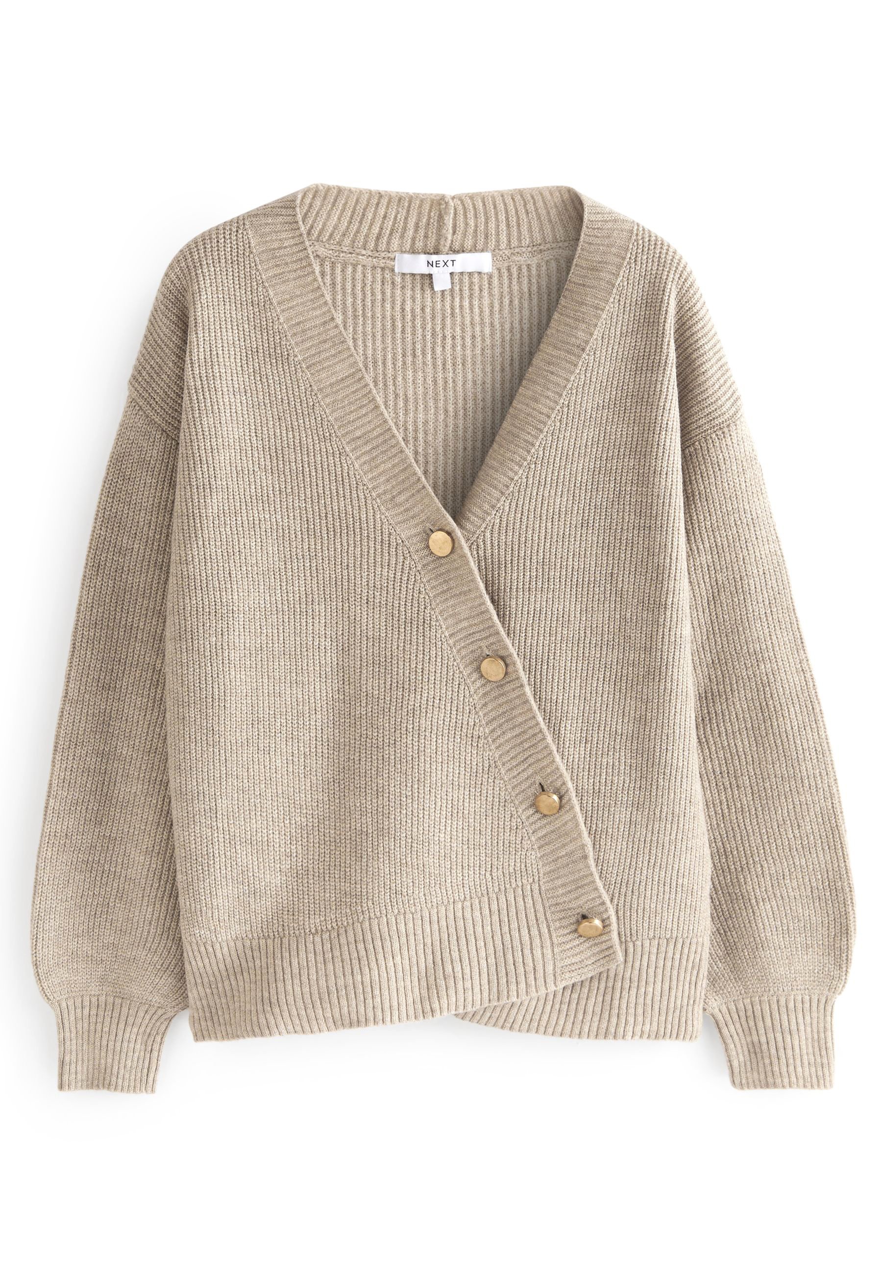 ASYMMETRIC BUTTON - Cardigan - camel 
