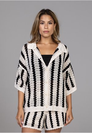 Estelou, CHROCHET STRIPE  - Strickjacke - beige black